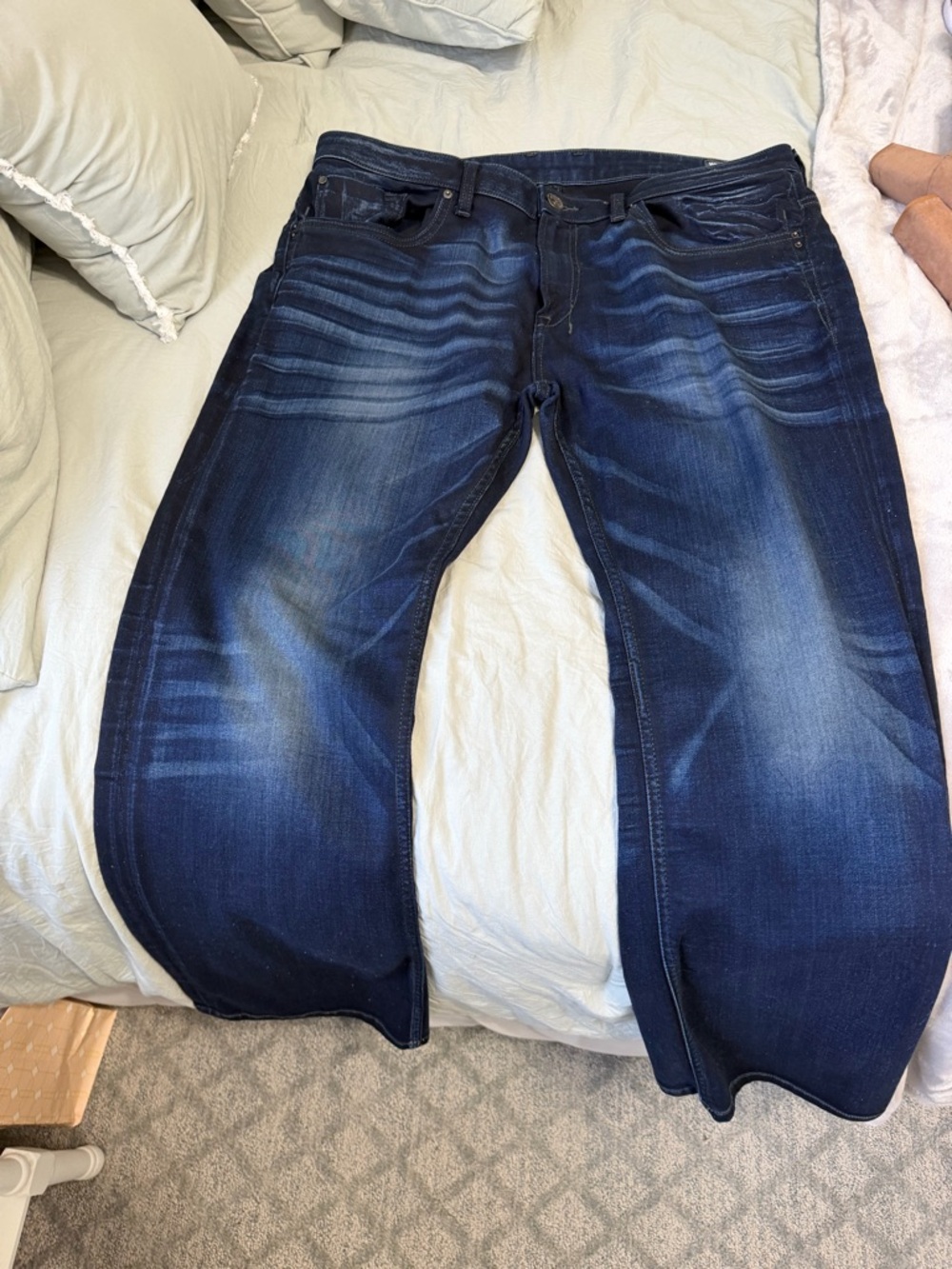 Buffalo David Bitton Men's Dark Blue Washed Jeans - Relaxed Fit